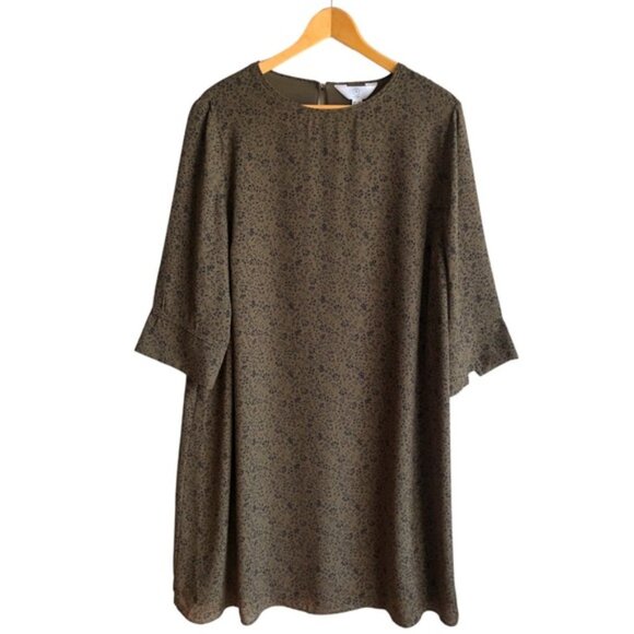 Addition Elle Tunic Dress US 14 Belted Olive Green Floral - Picture 5 of 12